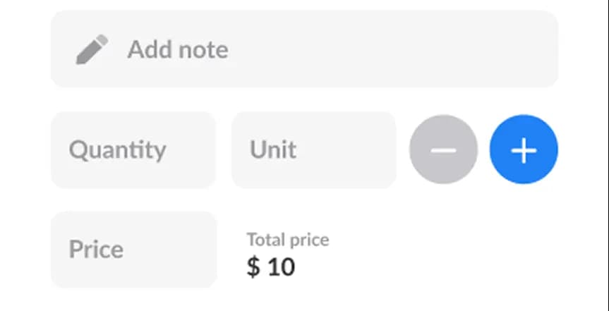 Add quantities, units, notes & photos